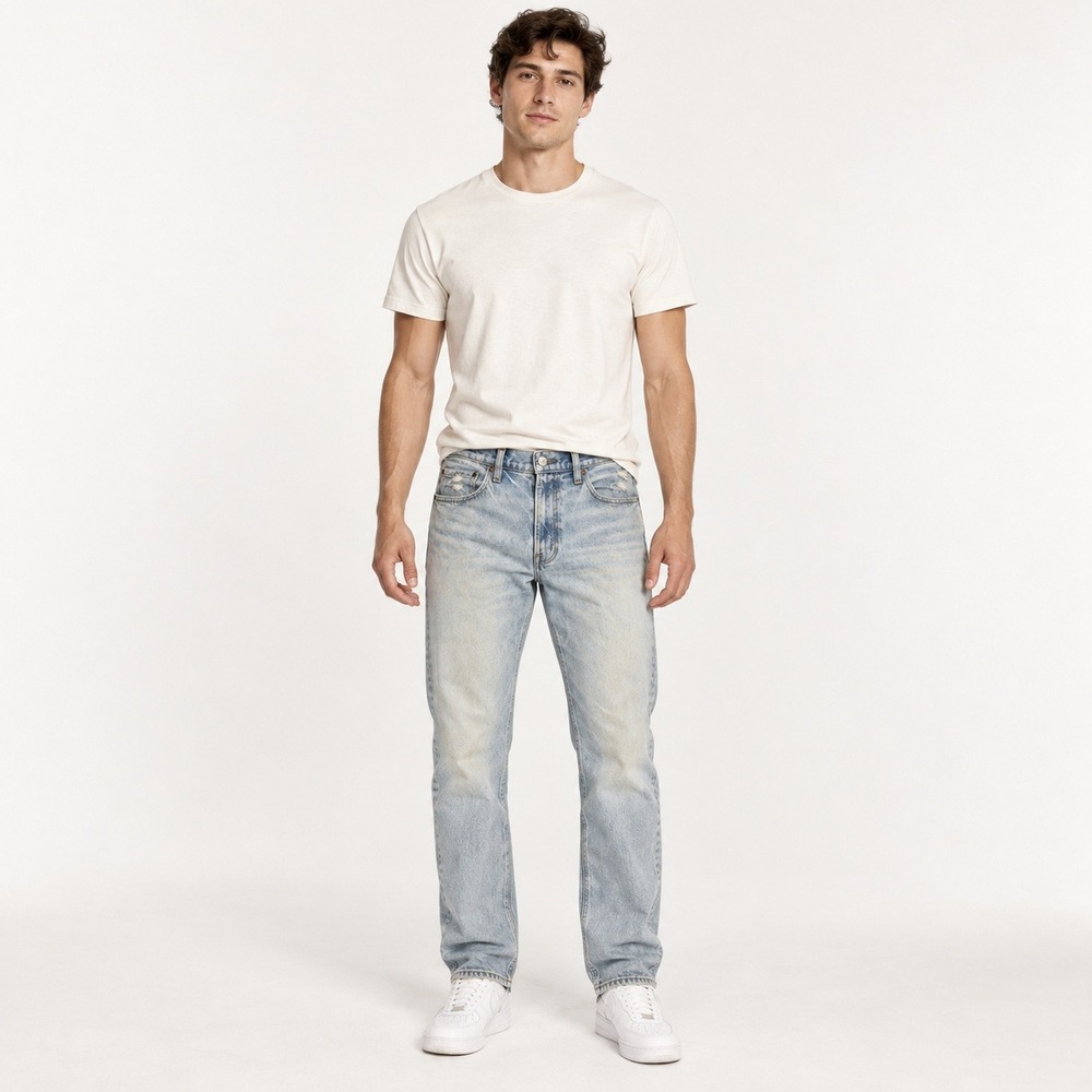Abercrombie & Fitch Mens Vintage Stretch Straight Light Wash Denim Jeans 32x32